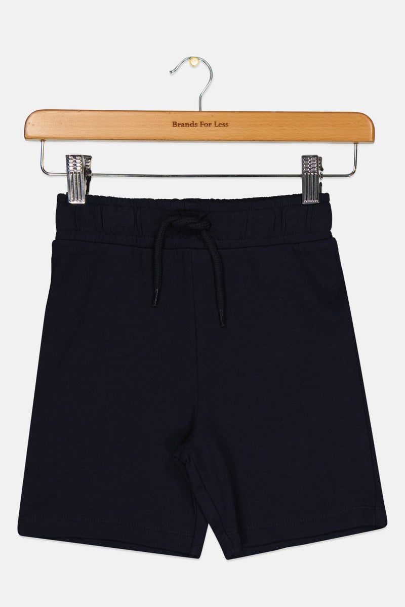 guppy Kids Boy Solid Basic Shorts, Navy - Image 2